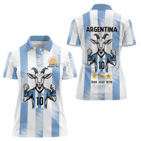 Blue Argentina 10 Goat Women Polo Shirt History Champions World Cup