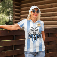 Blue Argentina 10 Goat Women Polo Shirt History Champions World Cup