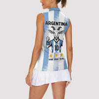 Blue Argentina 10 Goat Women Sleeveless Polo Shirt History Champions World Cup