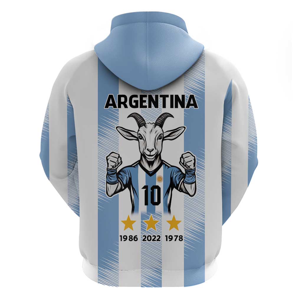 Blue Argentina 10 Goat Zip Hoodie History Champions World Cup