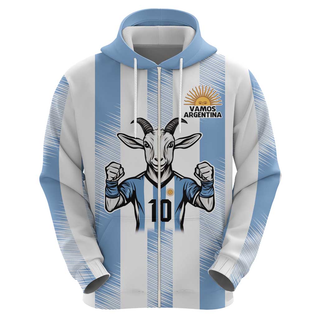 Blue Argentina 10 Goat Zip Hoodie History Champions World Cup