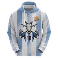 Blue Argentina 10 Goat Zip Hoodie History Champions World Cup