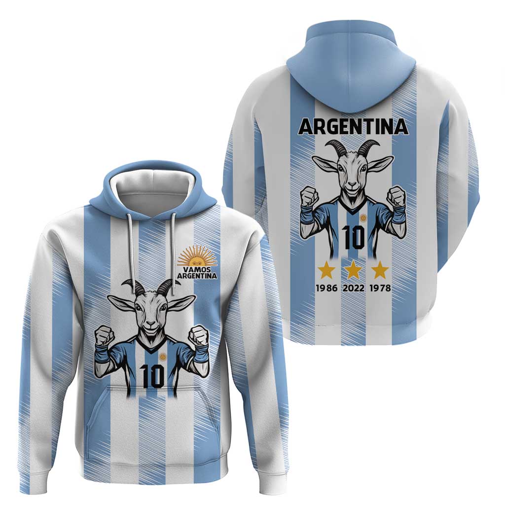 Blue Argentina 10 Goat Zip Hoodie History Champions World Cup