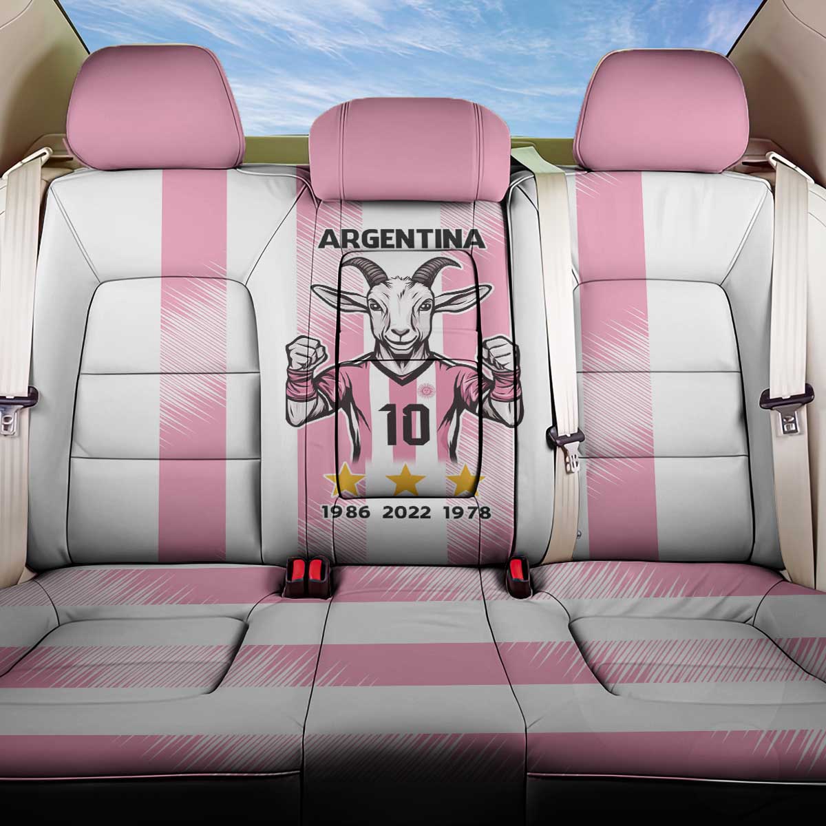 Pink Argentina 10 Goat Back Car Seat Cover History Champions World Cup