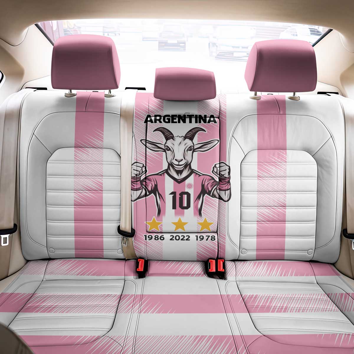 Pink Argentina 10 Goat Back Car Seat Cover History Champions World Cup