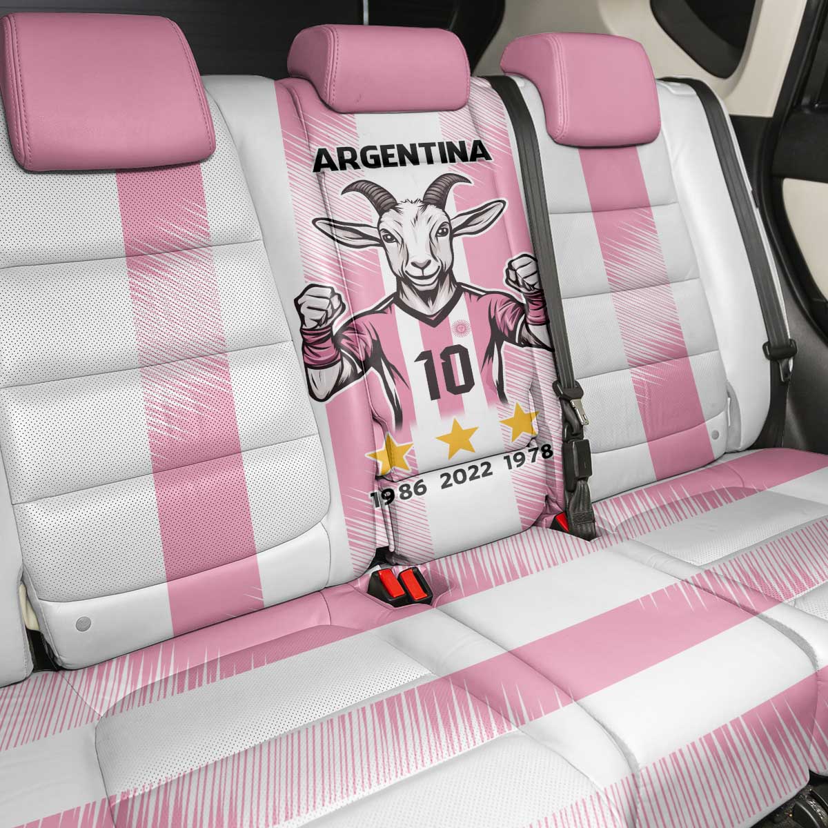 Pink Argentina 10 Goat Back Car Seat Cover History Champions World Cup