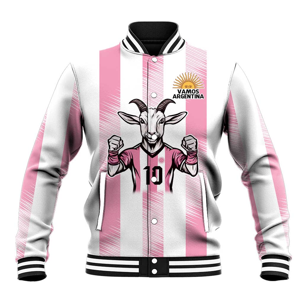 Pink Argentina 10 Goat Baseball Jacket History Champions World Cup