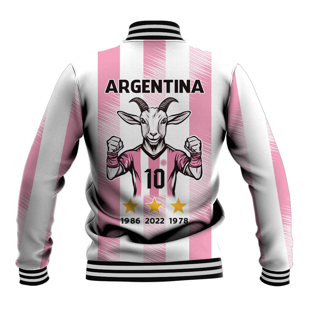 Pink Argentina 10 Goat Baseball Jacket History Champions World Cup