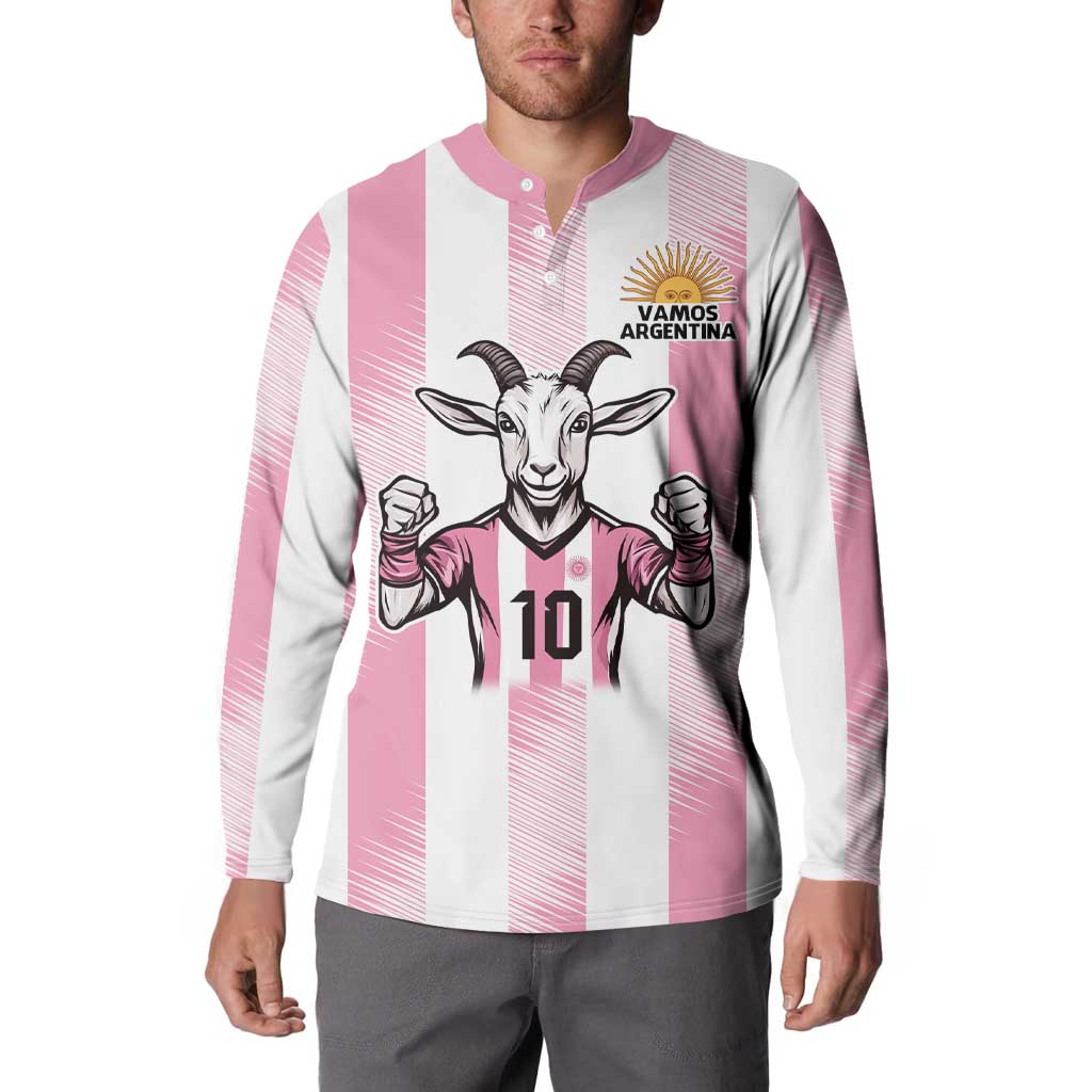 Pink Argentina 10 Goat Button Sweatshirt History Champions World Cup