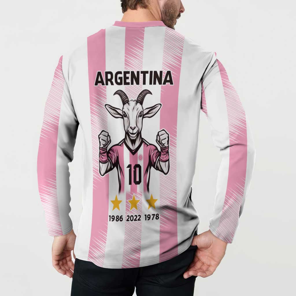 Pink Argentina 10 Goat Button Sweatshirt History Champions World Cup