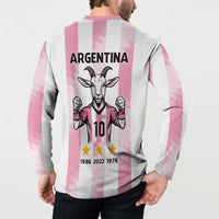 Pink Argentina 10 Goat Button Sweatshirt History Champions World Cup
