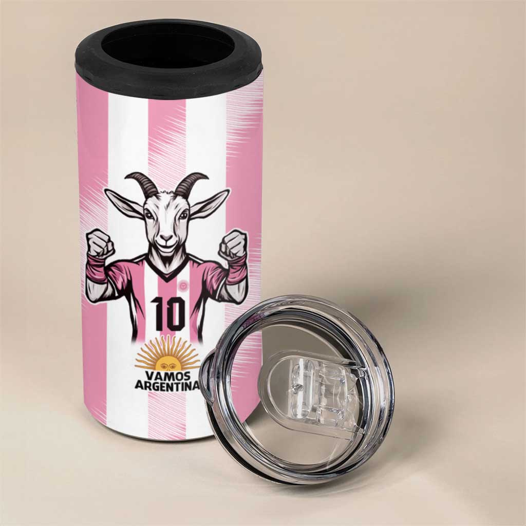 Pink Argentina 10 Goat 4 in 1 Can Cooler Tumbler History Champions World Cup