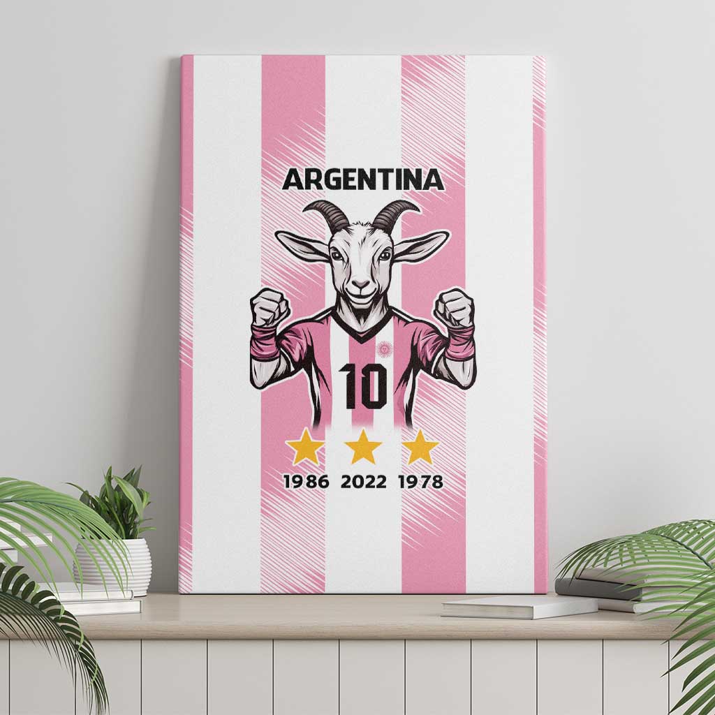 Pink Argentina 10 Goat Canvas Wall Art History Champions World Cup