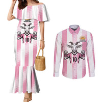 Pink Argentina 10 Goat Couples Matching Mermaid Dress and Long Sleeve Button Shirt History Champions World Cup