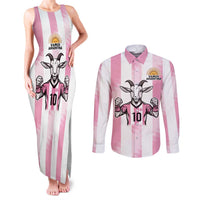 Pink Argentina 10 Goat Couples Matching Tank Maxi Dress and Long Sleeve Button Shirt History Champions World Cup