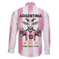 Pink Argentina 10 Goat Family Matching Long Sleeve Bodycon Dress and Hawaiian Shirt History Champions World Cup