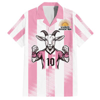 Pink Argentina 10 Goat Family Matching Off The Shoulder Long Sleeve Dress and Hawaiian Shirt History Champions World Cup