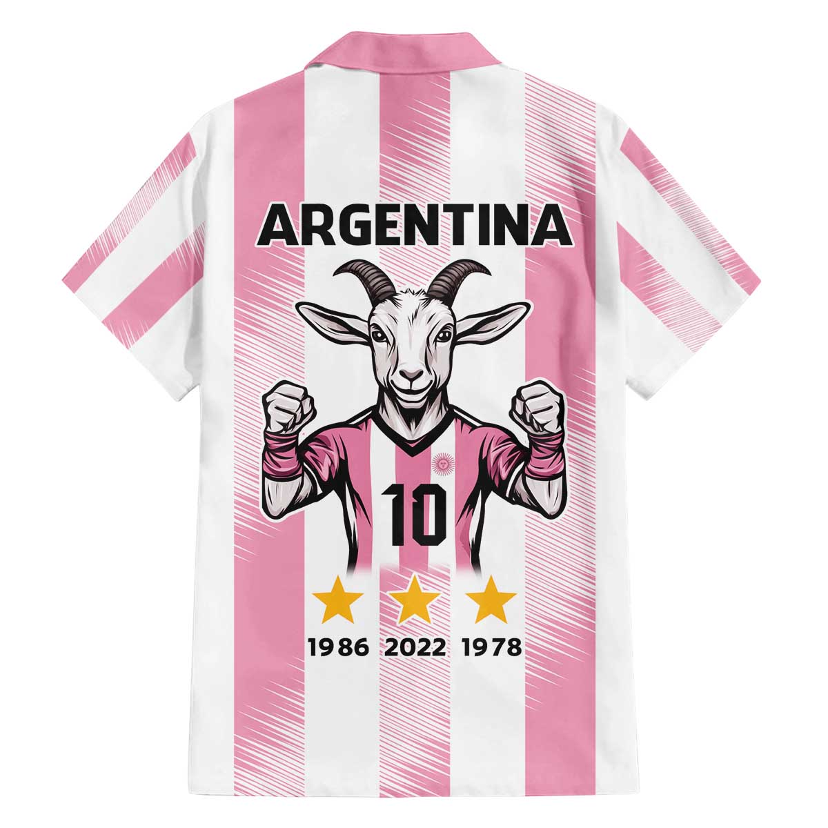 Pink Argentina 10 Goat Family Matching Off The Shoulder Long Sleeve Dress and Hawaiian Shirt History Champions World Cup