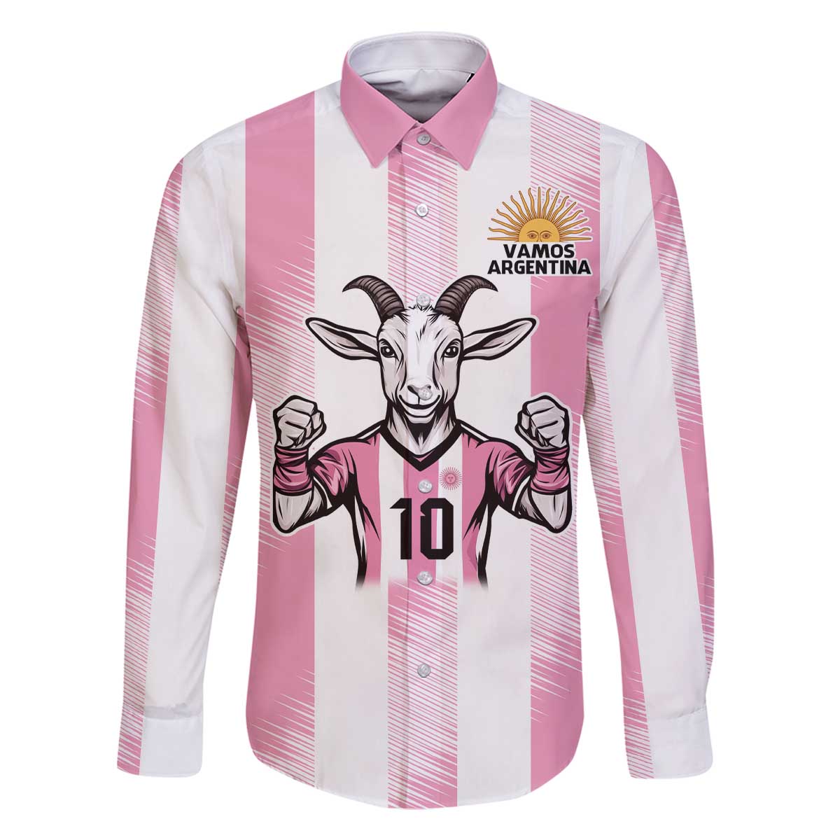 Pink Argentina 10 Goat Family Matching Off The Shoulder Long Sleeve Dress and Hawaiian Shirt History Champions World Cup