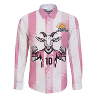 Pink Argentina 10 Goat Family Matching Off The Shoulder Long Sleeve Dress and Hawaiian Shirt History Champions World Cup