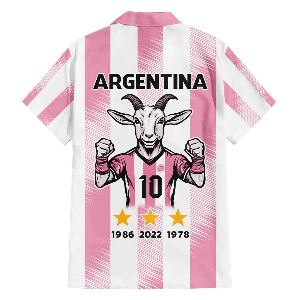 Pink Argentina 10 Goat Family Matching Off Shoulder Maxi Dress and Hawaiian Shirt History Champions World Cup