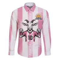 Pink Argentina 10 Goat Family Matching Puletasi and Hawaiian Shirt History Champions World Cup