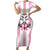 Pink Argentina 10 Goat Family Matching Short Sleeve Bodycon Dress and Hawaiian Shirt History Champions World Cup