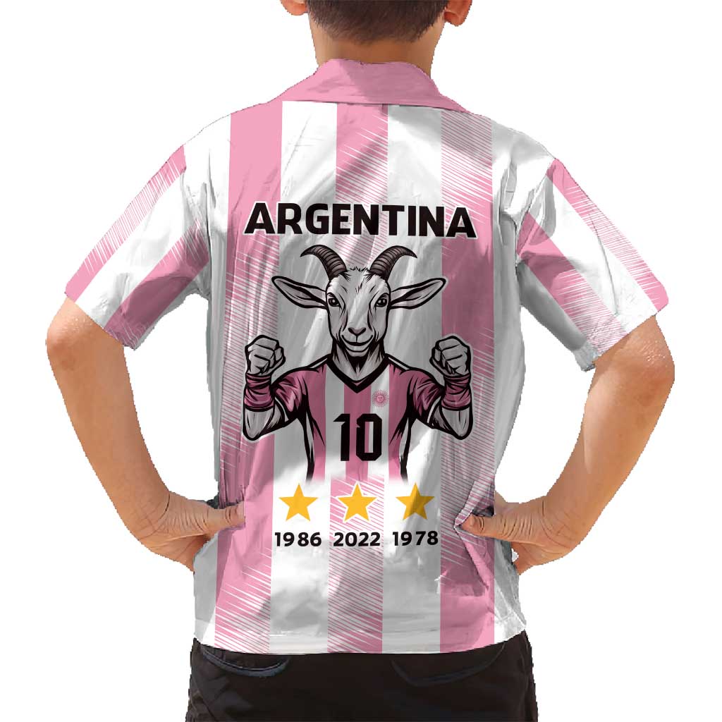 Pink Argentina 10 Goat Family Matching Summer Maxi Dress and Hawaiian Shirt History Champions World Cup