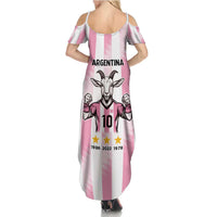 Pink Argentina 10 Goat Family Matching Summer Maxi Dress and Hawaiian Shirt History Champions World Cup