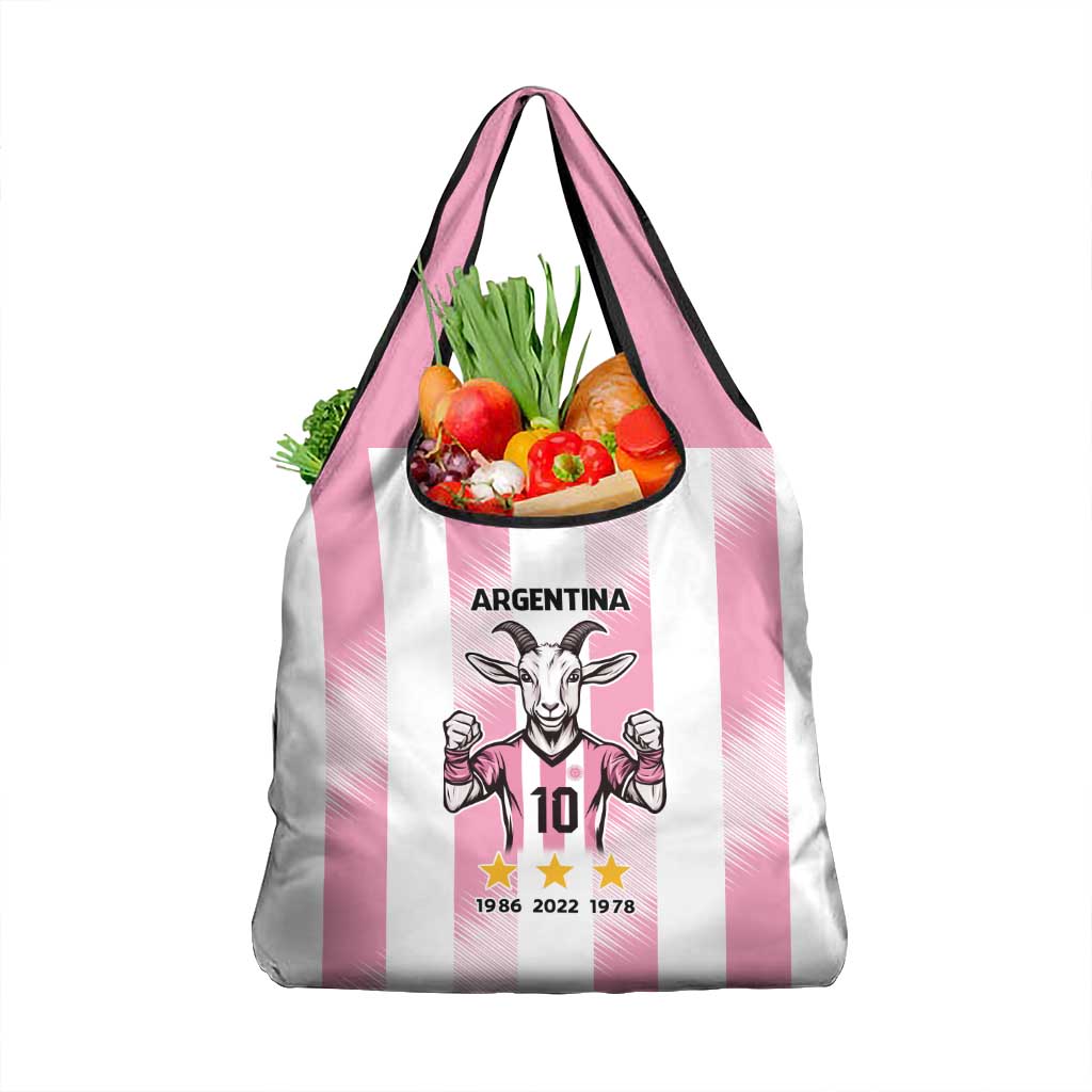 Pink Argentina 10 Goat Grocery Bag History Champions World Cup