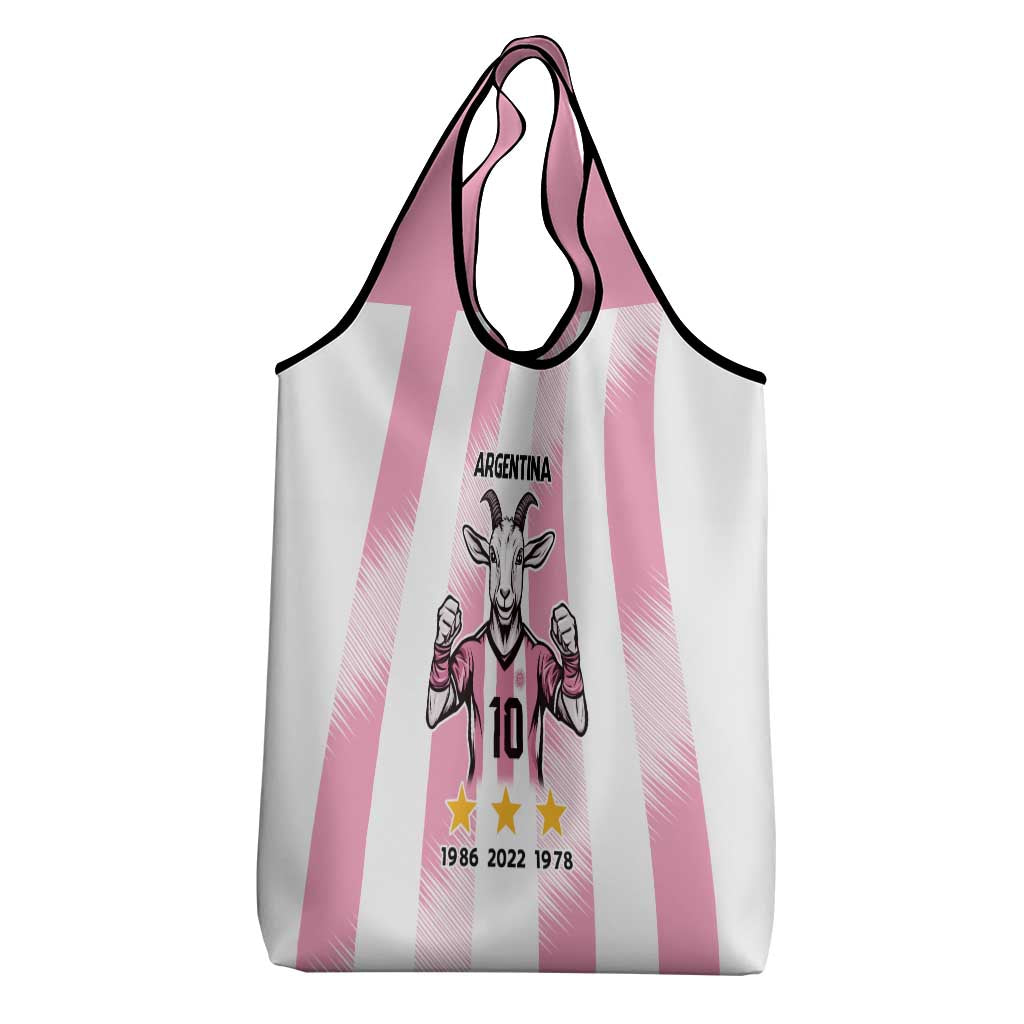 Pink Argentina 10 Goat Grocery Bag History Champions World Cup