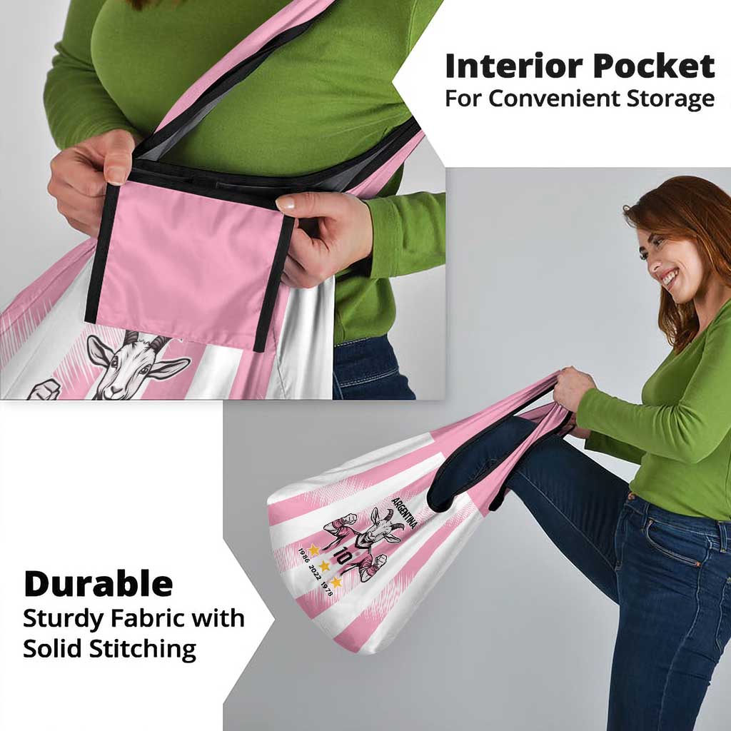Pink Argentina 10 Goat Grocery Bag History Champions World Cup