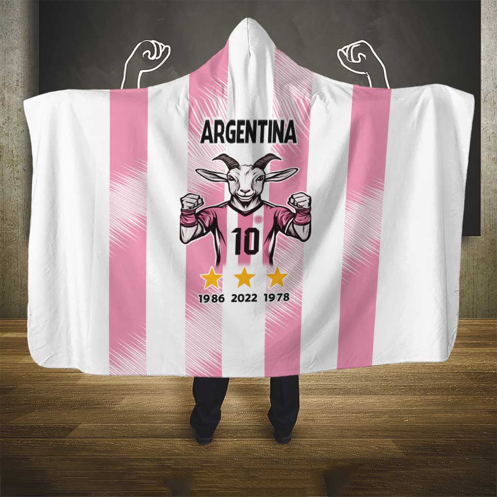 Pink Argentina 10 Goat Hooded Blanket History Champions World Cup