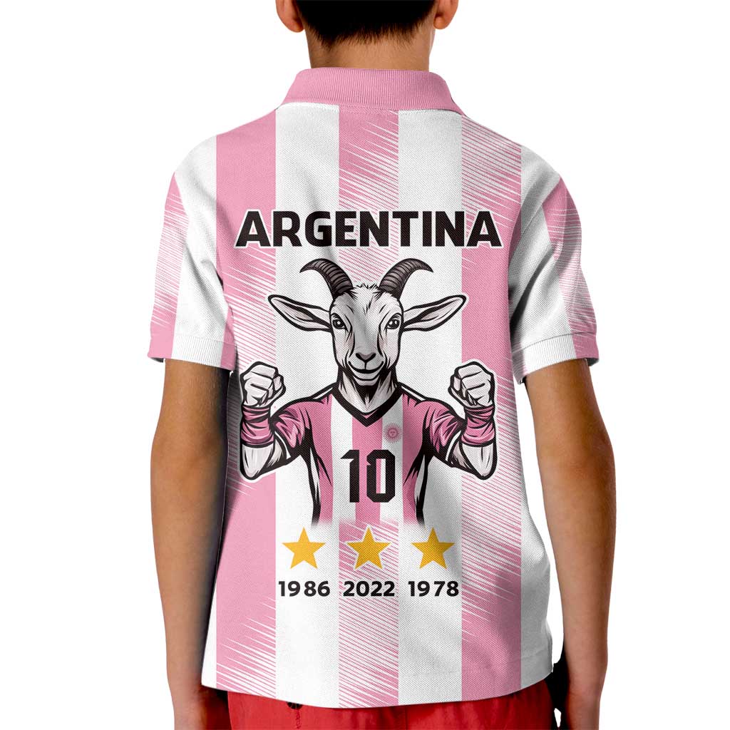 Pink Argentina 10 Goat Kid Polo Shirt History Champions World Cup