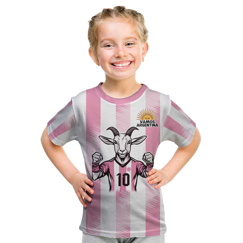 Pink Argentina 10 Goat Kid T Shirt History Champions World Cup