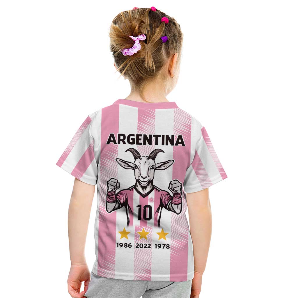 Pink Argentina 10 Goat Kid T Shirt History Champions World Cup