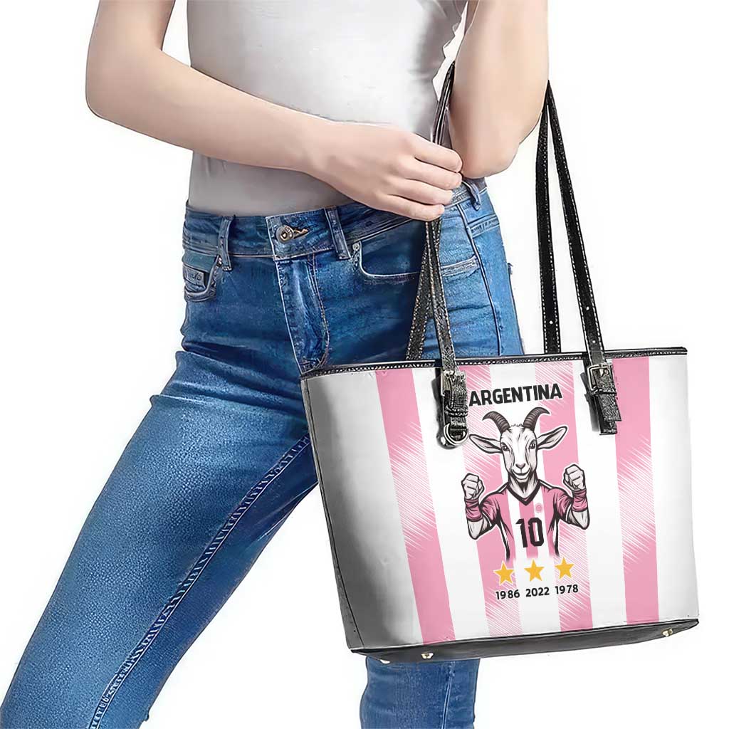 Pink Argentina 10 Goat Leather Tote Bag History Champions World Cup