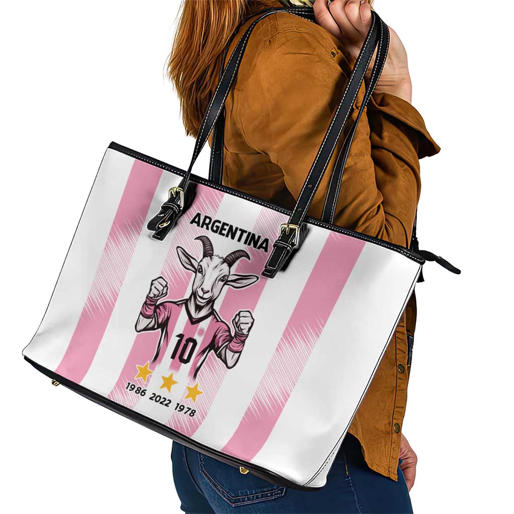 Pink Argentina 10 Goat Leather Tote Bag History Champions World Cup