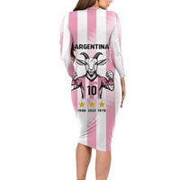Pink Argentina 10 Goat Long Sleeve Bodycon Dress History Champions World Cup