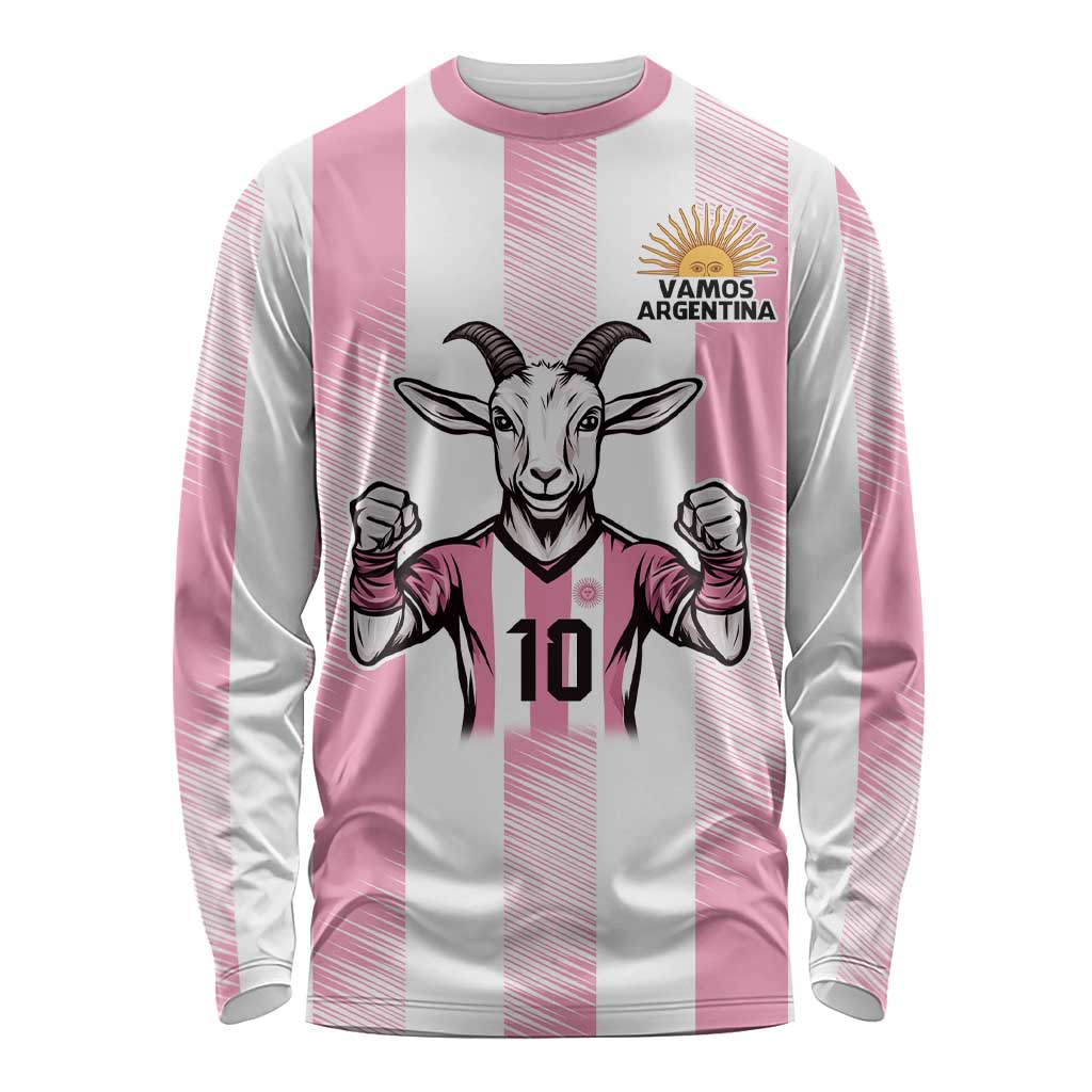 Pink Argentina 10 Goat Long Sleeve Shirt History Champions World Cup