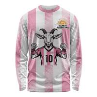 Pink Argentina 10 Goat Long Sleeve Shirt History Champions World Cup