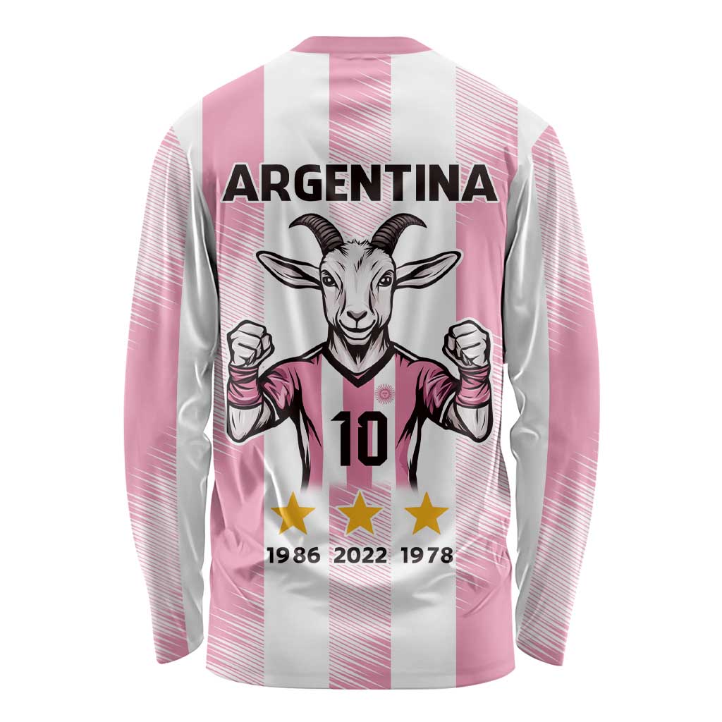 Pink Argentina 10 Goat Long Sleeve Shirt History Champions World Cup