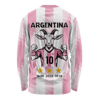 Pink Argentina 10 Goat Long Sleeve Shirt History Champions World Cup