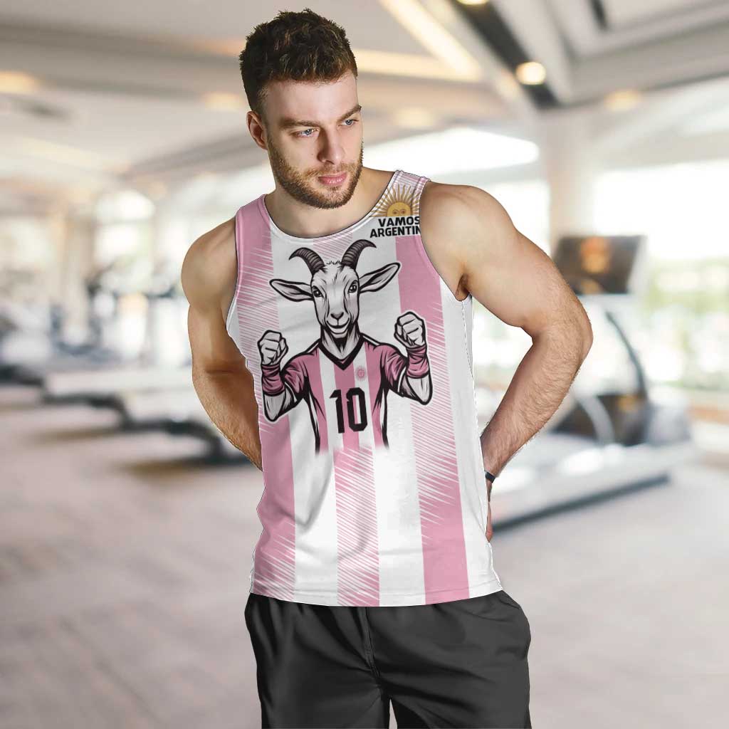 Pink Argentina 10 Goat Men Tank Top History Champions World Cup