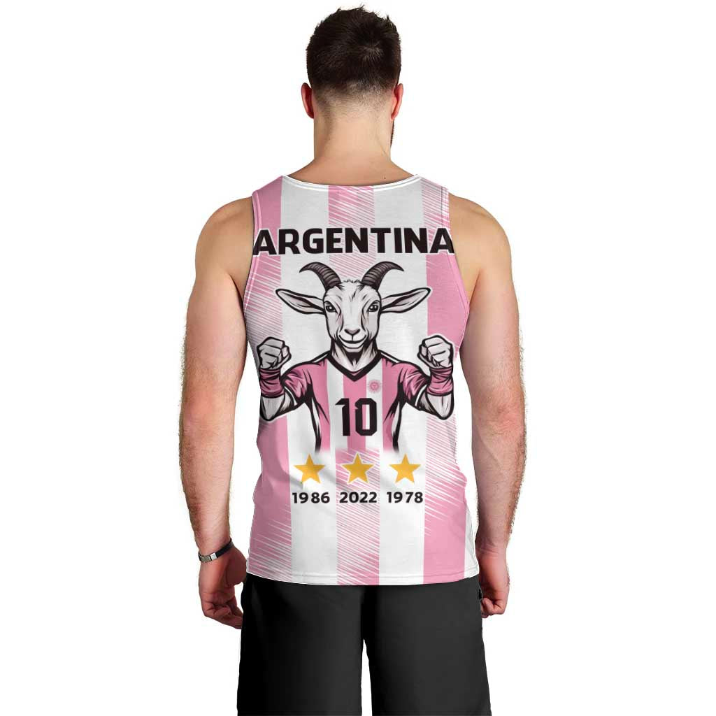 Pink Argentina 10 Goat Men Tank Top History Champions World Cup