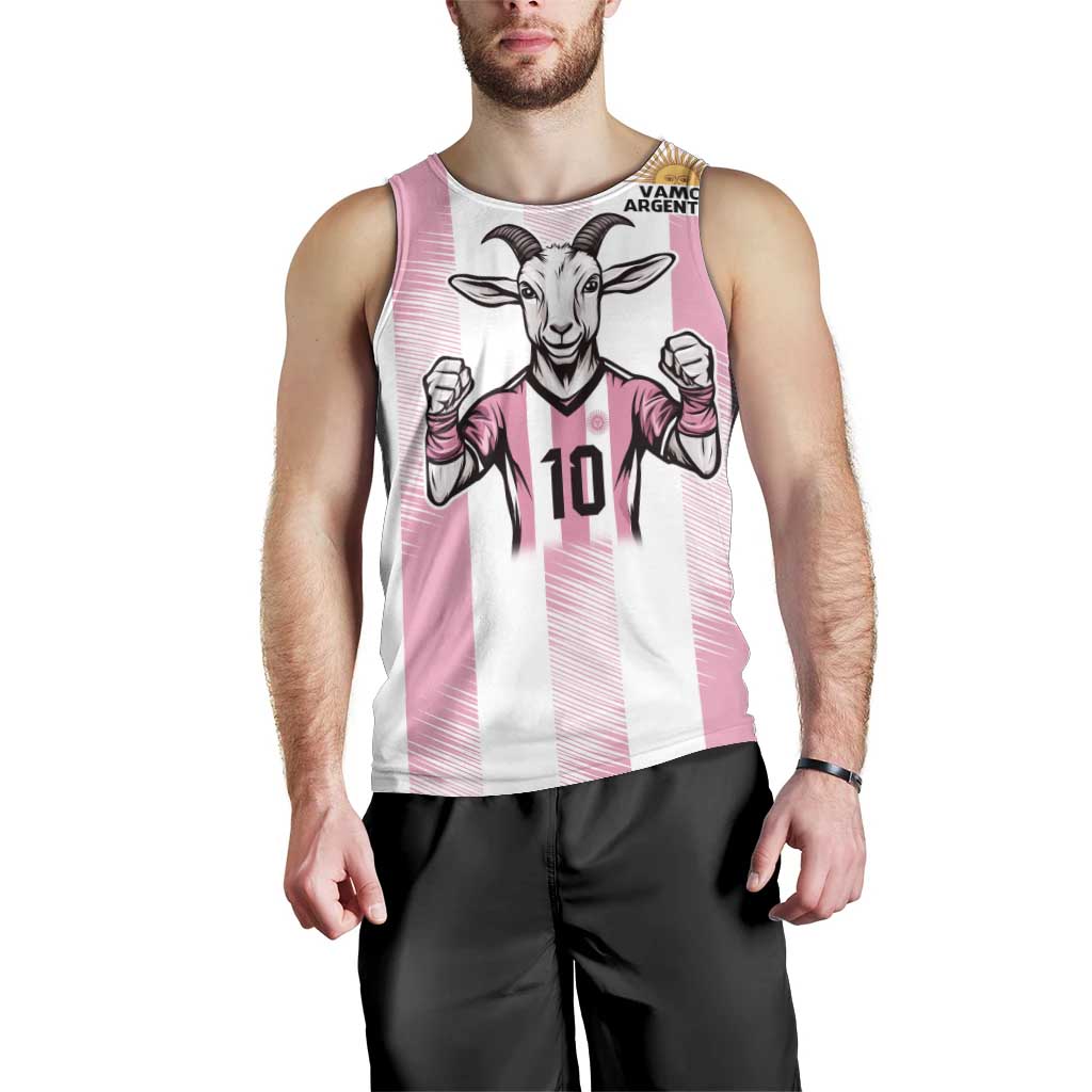 Pink Argentina 10 Goat Men Tank Top History Champions World Cup