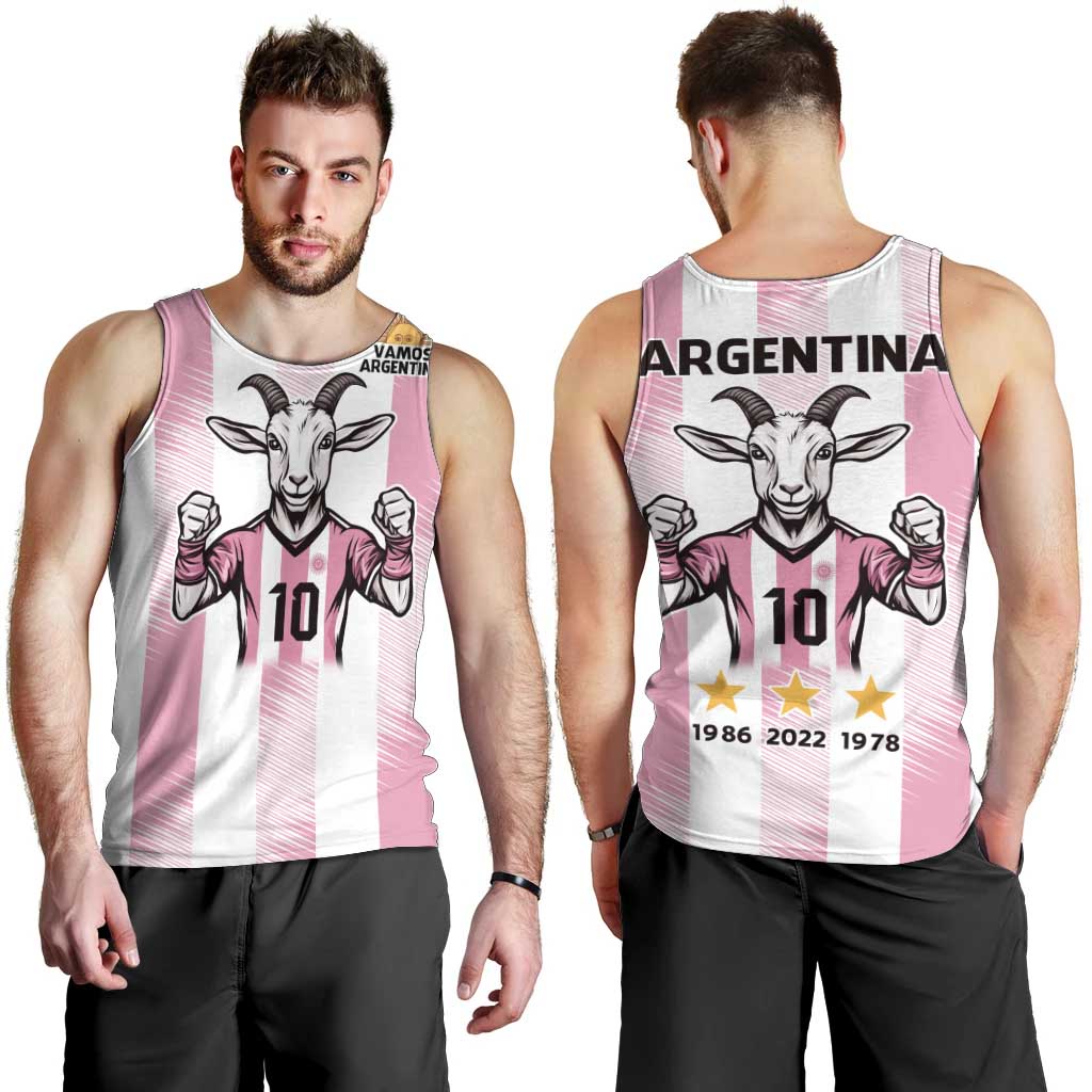 Pink Argentina 10 Goat Men Tank Top History Champions World Cup