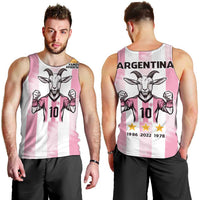 Pink Argentina 10 Goat Men Tank Top History Champions World Cup