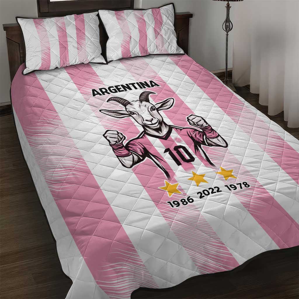 Pink Argentina 10 Goat Quilt Bed Set History Champions World Cup