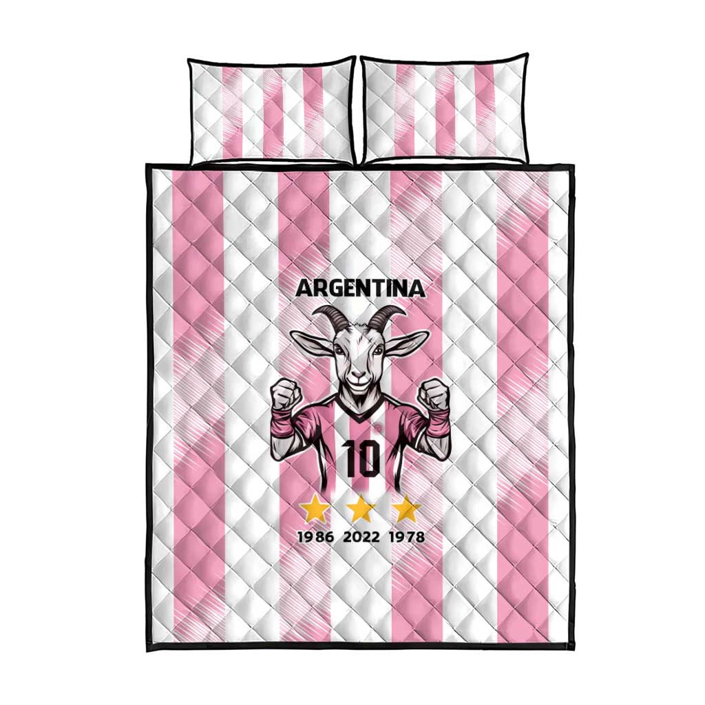 Pink Argentina 10 Goat Quilt Bed Set History Champions World Cup